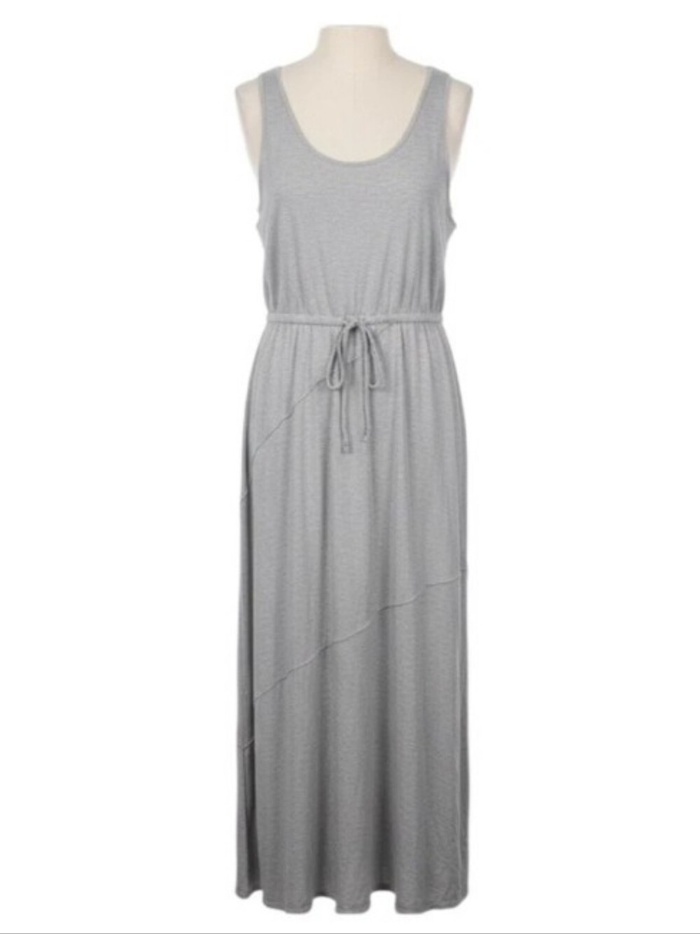 NWT $68 Marc Andrew New York Maxi Drawstring Stretch Cotton Gray Dress W/ Slit L